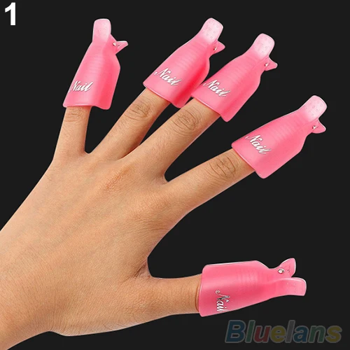10 шт. пластмассовый Гель-лак для удаления гель-лака для удаления лака зажимы для ногтей Колпачки для очистки ногтей гель для удаления ногтей инструменты для маникюра - Цвет: Розовый