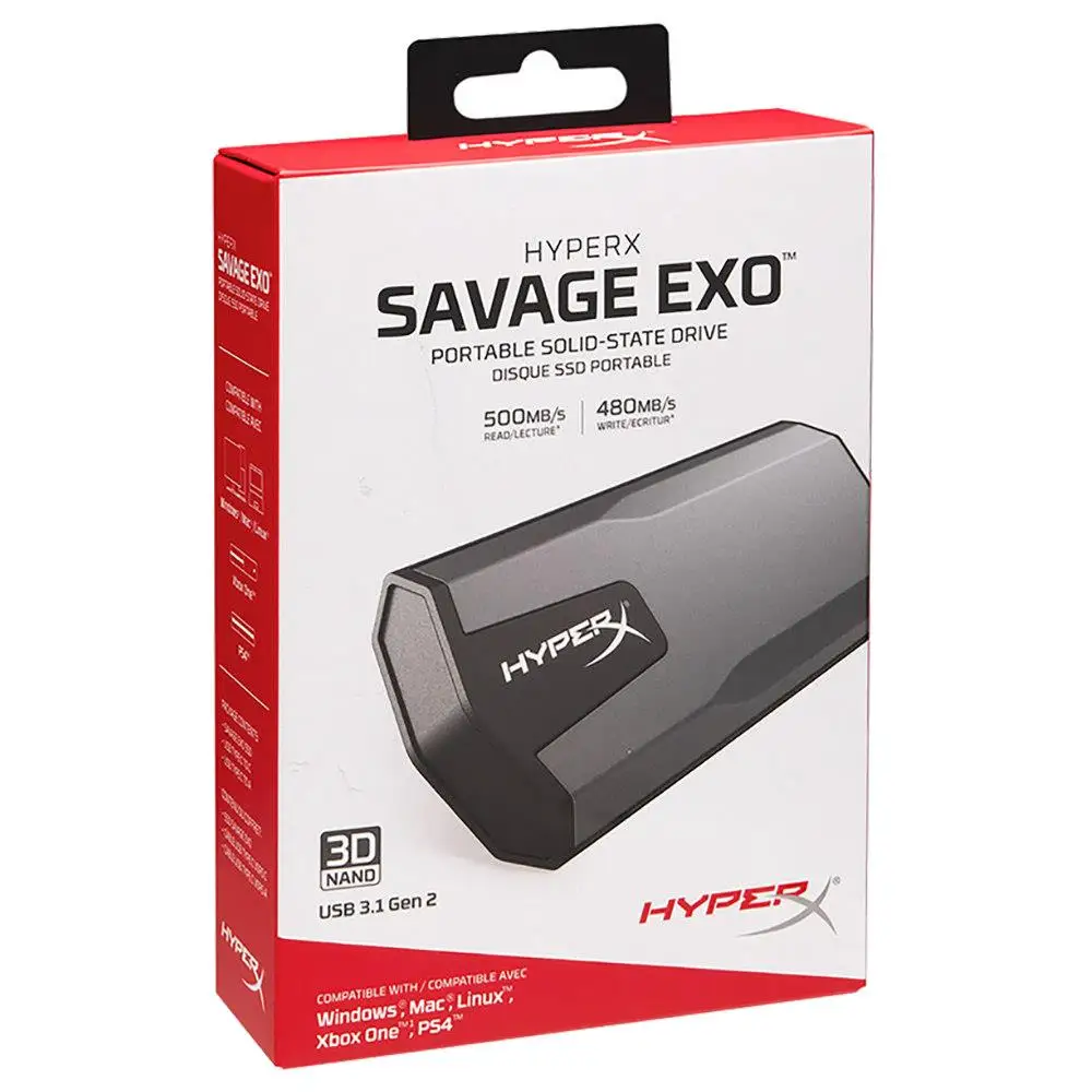 Kingston HyperX Портативный твердотельный накопитель 480 ГБ 960 ГБ SAVAGE EXO 3D NAND внешний твердотельный накопитель USB 3,1 для ПК Mac xbox One