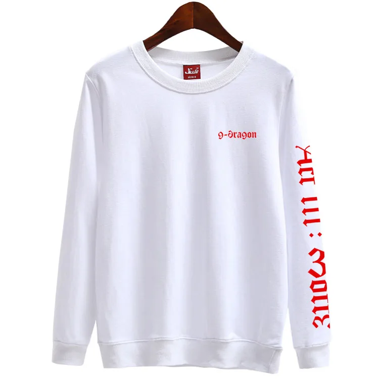  New arrival kpop bigbang gd g-dragon act iii motte printing o neck thin sweatshirt for vips fashion