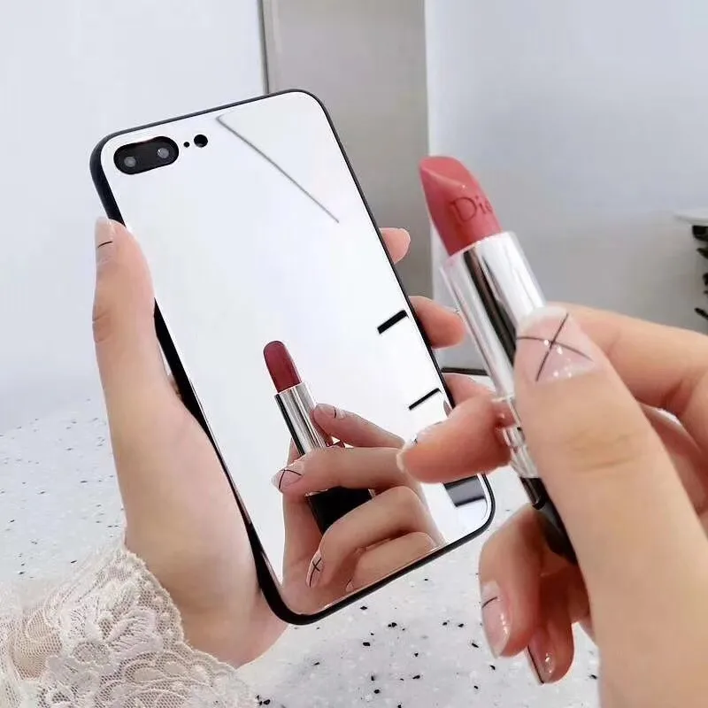 Fashion Original Ultrathin Mirror Plain Case Silicone Edge Mirror Glossy Tempered Glass Back Cover For Huawei P20lite P20 P20pro (1)