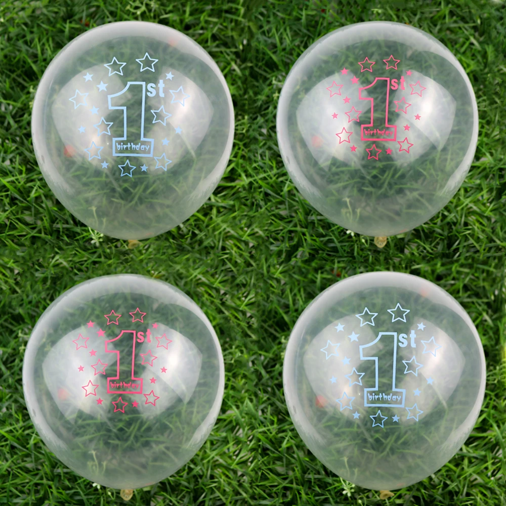 

HEY FUNNY 100PCS 1st Birthday Balloons Blue Pink Baby Shower Party Decoration 1 One Year Confetti Balloon Blue Pink Kids Favors