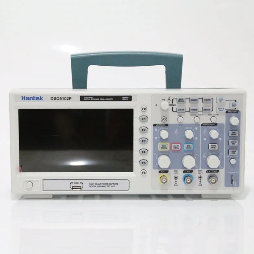 Hantek DSO5102P Цифровой осциллограф 100 МГц 2 канала 1GS/s 7 ''TFT lcd 800x480 Длина записи 24K USB AC110-220V