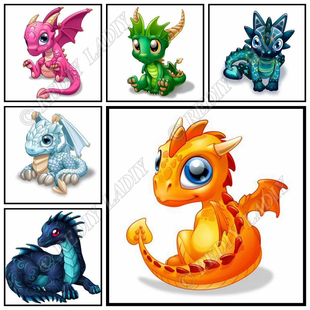 Full Square Round Diamond Painting Cartoon Dragon Baby Diamond Mosaic Crystal Rhinestones Pattern Beaded Cross Stitch Crafts Diamond Painting Cross Stitch Aliexpress
