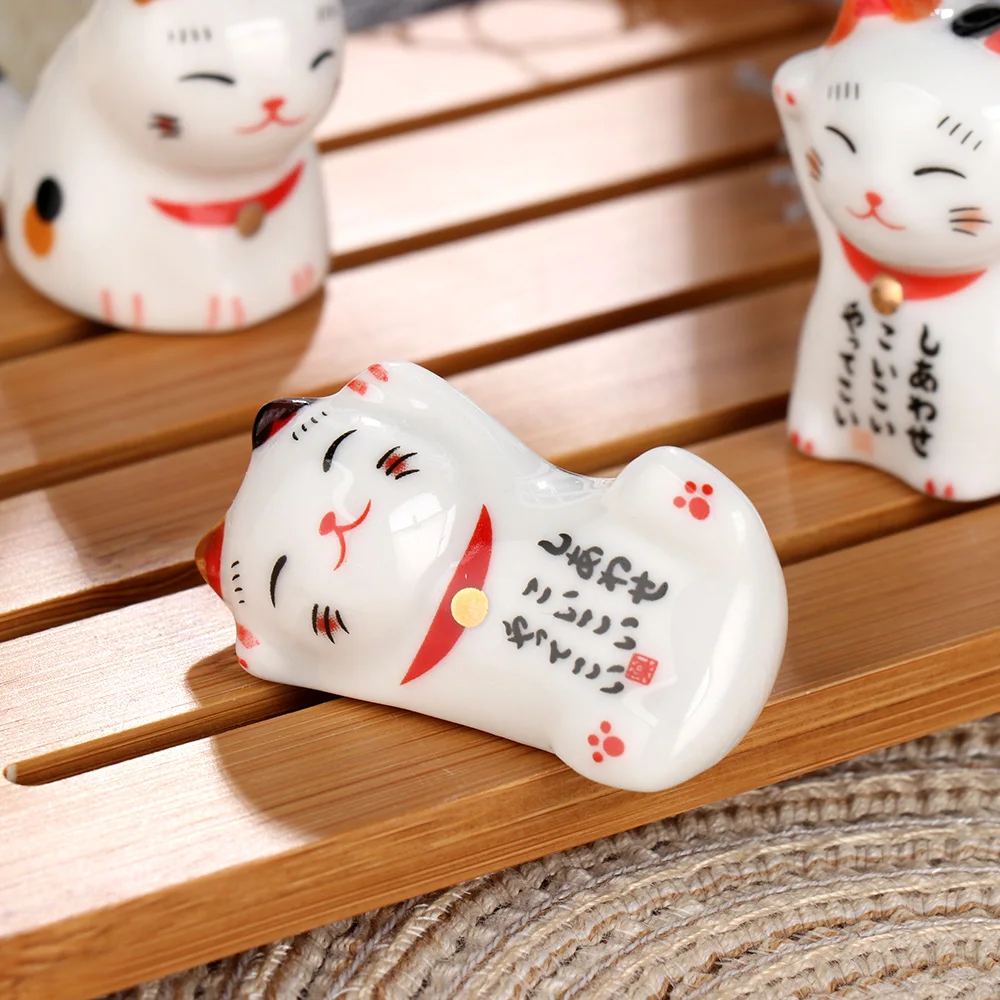 1 шт., креативные японские палочки для еды Lucky Cat, держатель, Керамическая Подставка для столовых приборов, ложка, вилка, нож для отдыха дома, отеля, наборы посуды