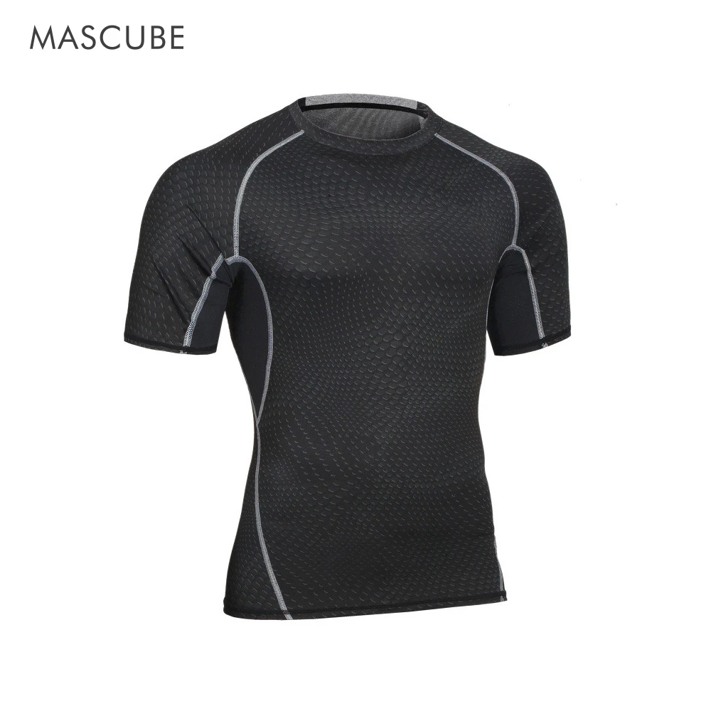 

MASCUBE Quick Dry Compression Basketball Jersey Tight Fitness Clothing Gym Training Men'S T Shirt Summer Outdoor Running