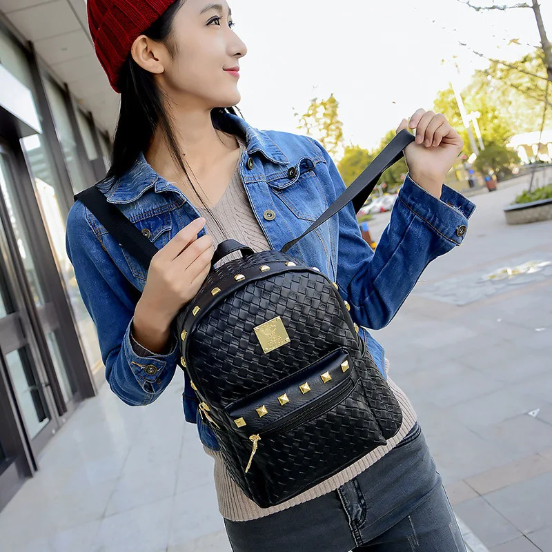 2017 Fashion Backpacks Women PU Leather School Bag Girls Female Black Colors Travel Shoulder Bags Waterproof