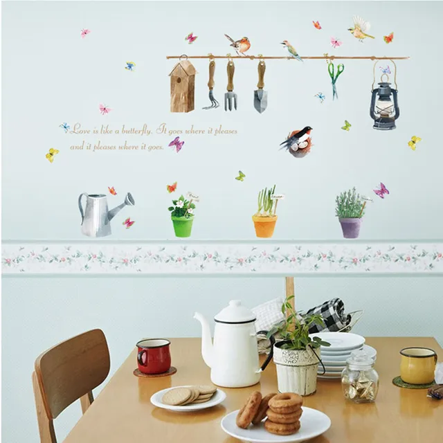 Special Offers Simulation hand-painted butterfly bird wall stickers living room dining room office garden tools potted flower mirror wallpap Special Offers Simulation hand-painted butterfly bird wall stickers living room dining room office garden tools potted flower mirror wallpap