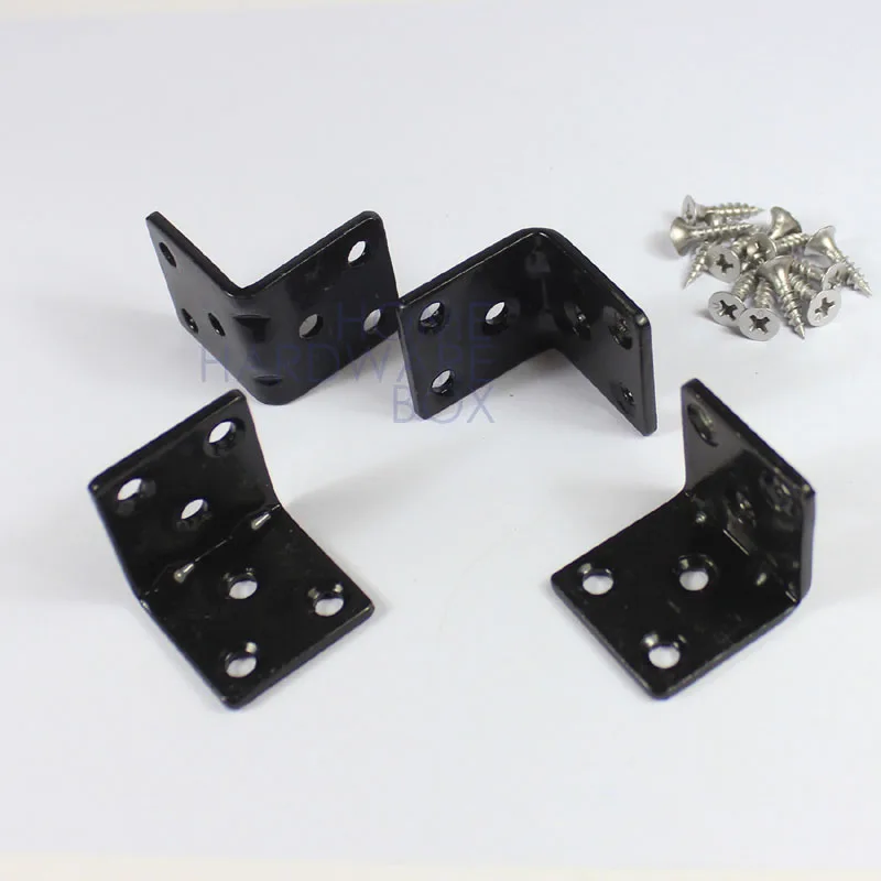 BLACK right angle bracket 1"x1" steel L clamp 90 degrees shelf support