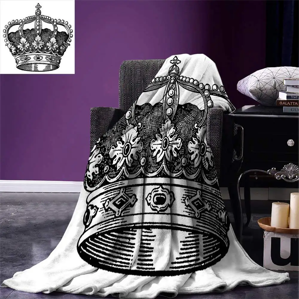 Christmas Queen Throw Blanket Antique Royal Crown Kingdom Emperor Ruler