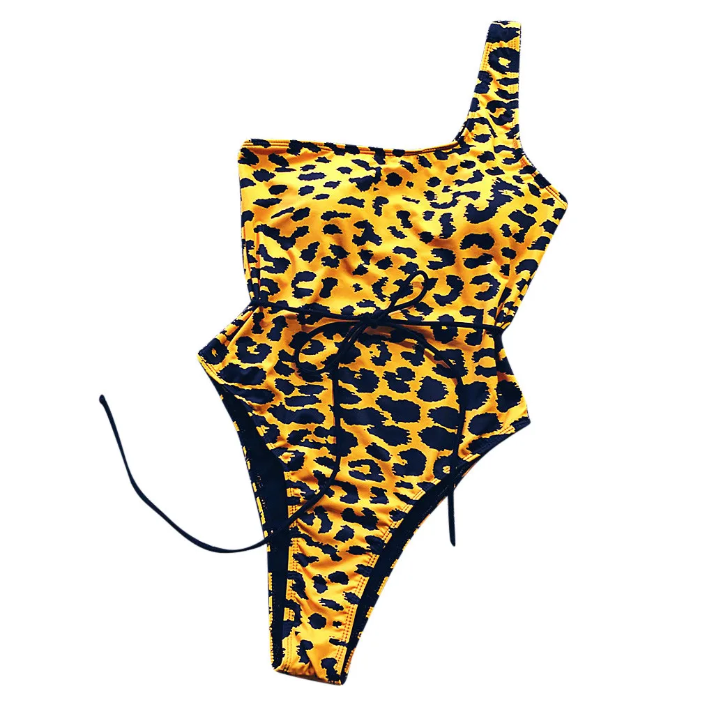 Сексуальный цельный купальник Женская мода лето леопардовый бикини пуш-ап купальные костюмы с подкладкой Повседневный купальник пляжная одежда хит - Цвет: Цвет: желтый