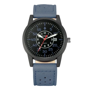 

XINEW Mens Watches Cheap Leather Band Date Calendar Fashion Sport Casual Quartz Wristwatch Erkek Saat Reloje Hombre Deportivo