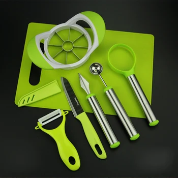 

Bear knight Fruit Platter Tool Plastic Cutting Board Digging Pot Fruit Carved Flower Knife Peeled Apple Slicer Chopping Blocks