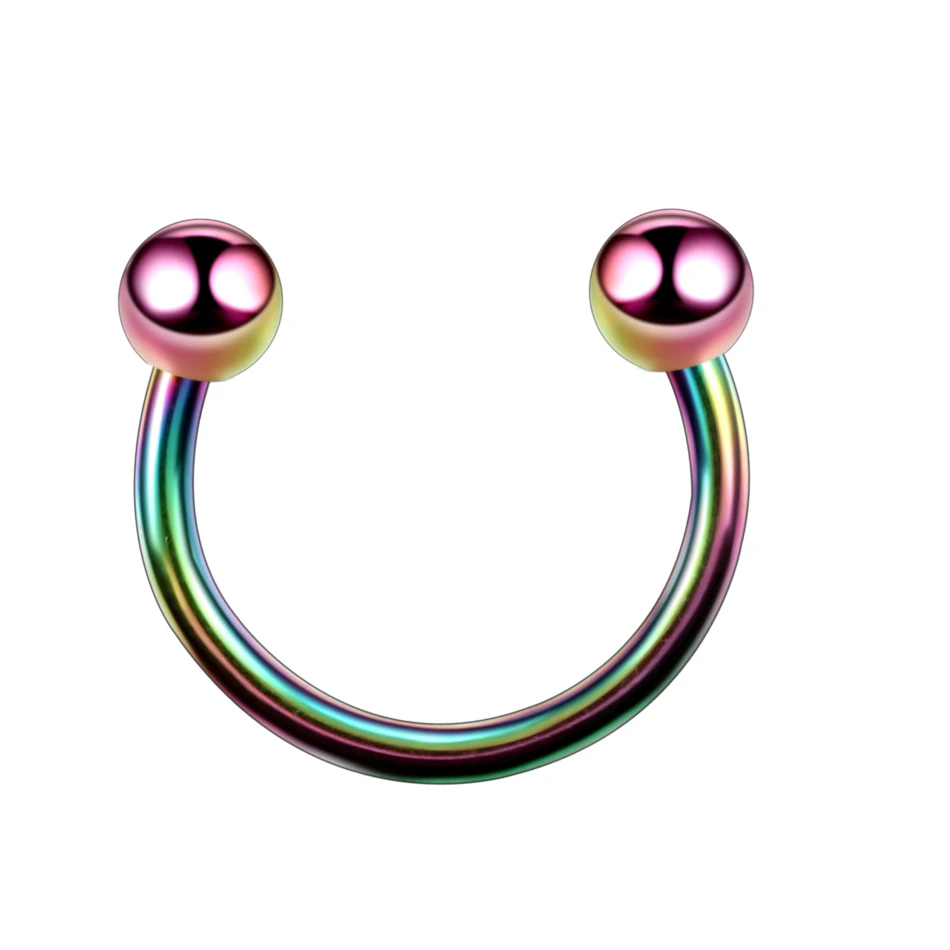 1 шт. Горячая нос Подкова кольцо Нос Перегородка кольцо G23 Титан круговой пирсинг для хрящевой части уха Tragus ювелирные изделия для тела Пирсинг - Окраска металла: Rainbow v Ball
