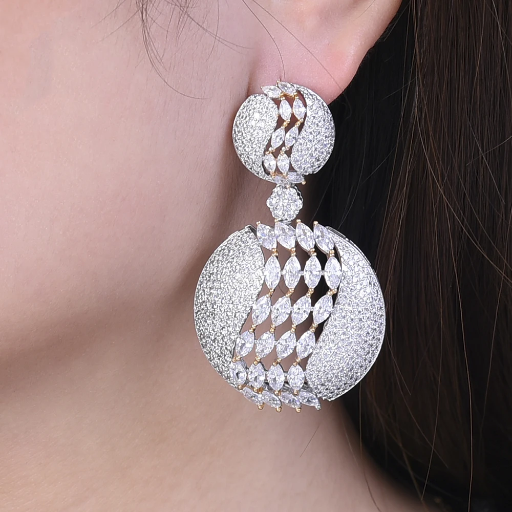 

missvikki Hot Fashion Noble Round Women Earrings Accessories High Level AAAAA Cubic Zirconia for Ladies Girl Important Occasion