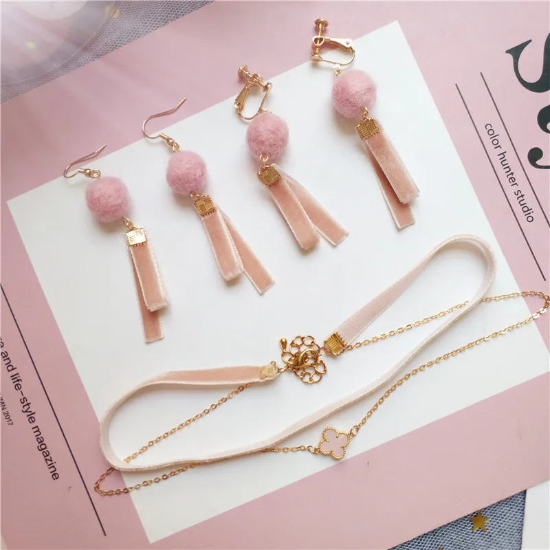 

Korea Handmade Cartoon Felt ball Women Drop Earrings Bangle Earrings Choker Fashion Jewelry Accessories-JQDPER139D5