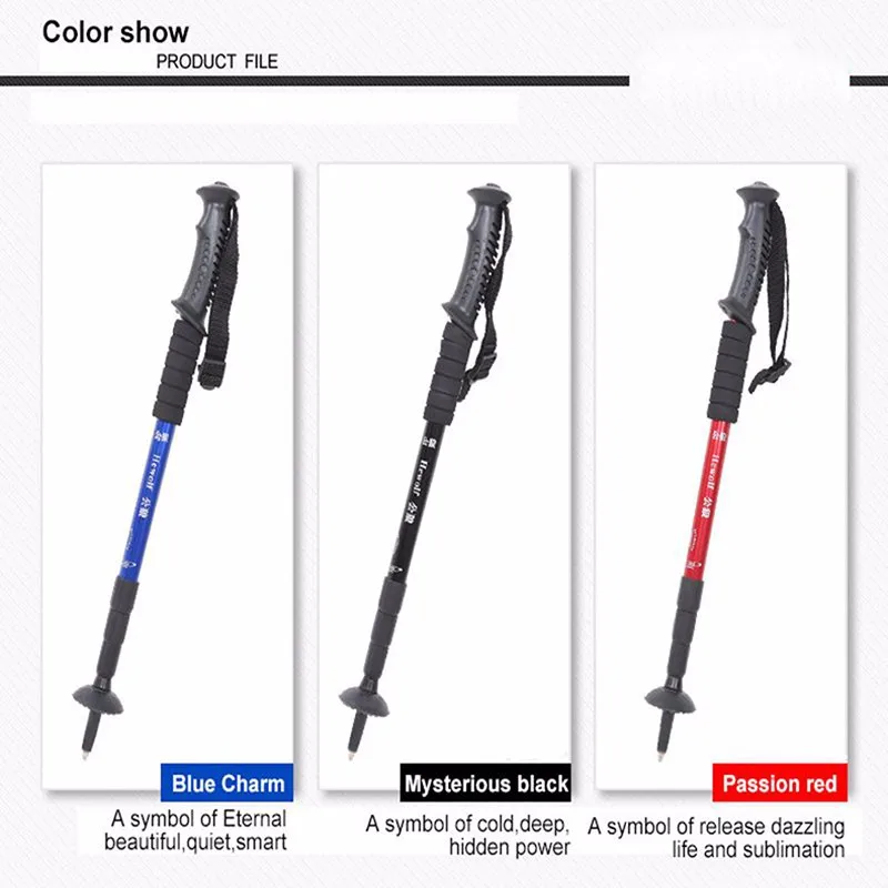 Раздвижной, из алюминиевого сплава Регулируемая трость походный альпеншток восхождение Пеший Туризм Открытый трости