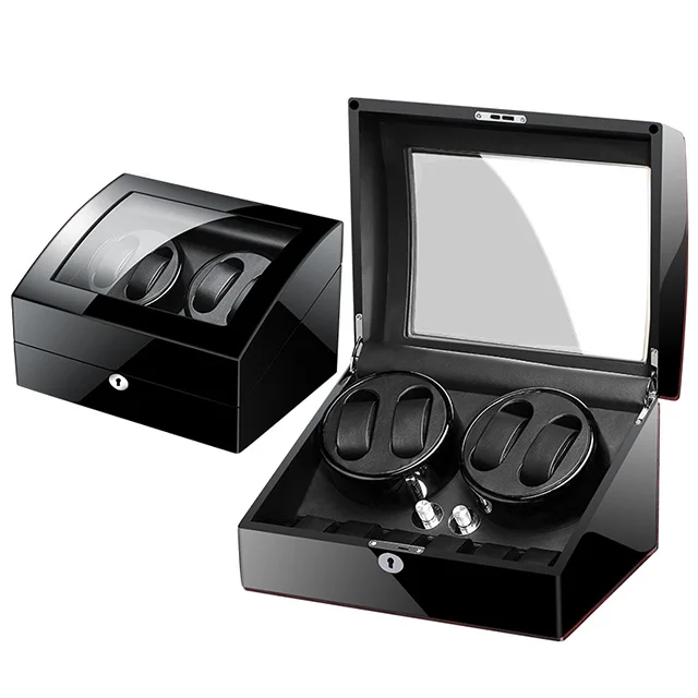

High Quality Watch Winder Open Motor Stop Luxury Automatic Watch Display Box Winders 2-3, 4-0, 4-6 Wood Leather Box Winder