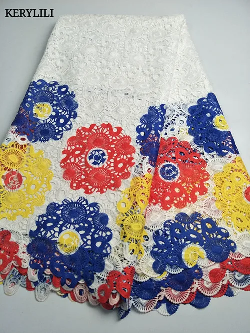 

KER YLILI African White Lace Fabric Nigerian Latest Cotton Lace Fabrics Wedding 2017 Sewing Supplies Cord Lace Guipure KRL-1193