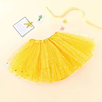 0-8Y Baby Girls Kids Shiny Sparkle Pink Tutu Skirt Children Girl Party Tutus Tulle Pettiskirt Children Ballet Dance Mesh Skirts 3