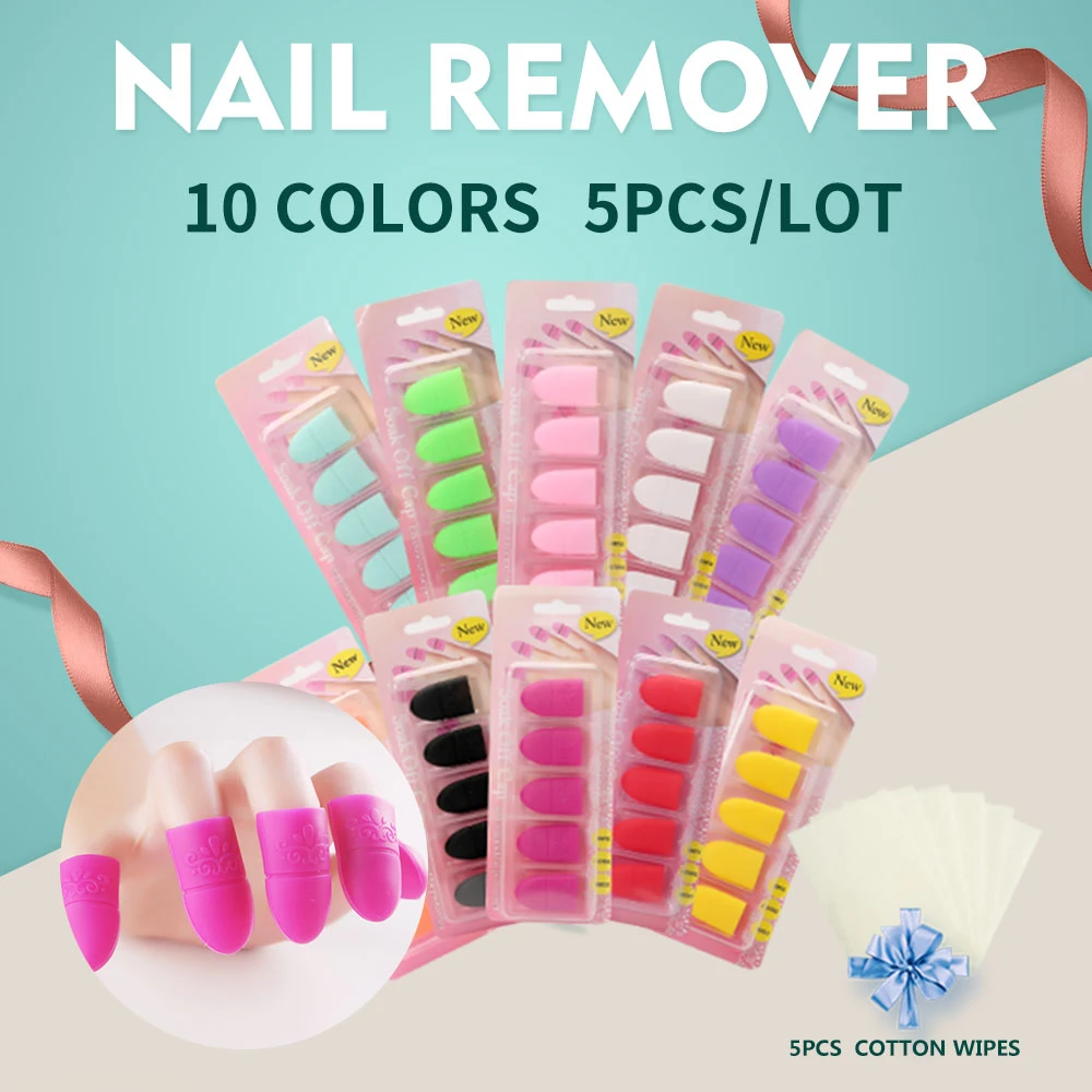 Blinkingnails 5 ピースシリカゲルネイルリムーバーキャップリムーバークリーナーネイルアートのソークオフ Uv ジェルネイルポリッシュリムーバーシリコンおむつカバーキャップ ネイルポリッシュリムーバー Aliexpress