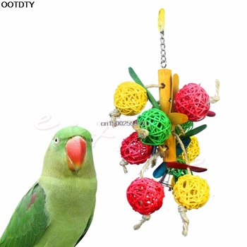 

Colorful Funny Pet Birds Parrot Parakeet Cockatiel Chew Ball Cage Toy With Bell