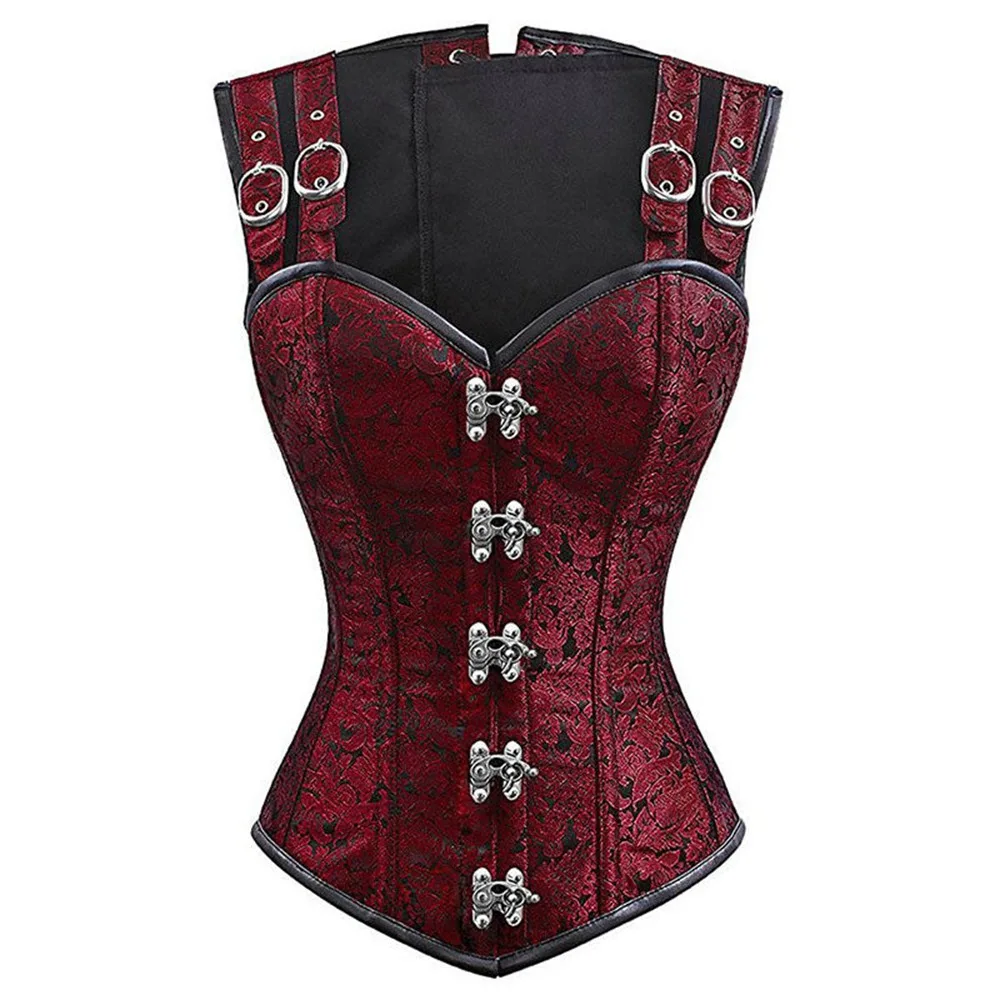 Steampunk Bustier Women Twelve Steel Boned Shapewear Brocade Sexy Cupless Vest Sleeveless Corset