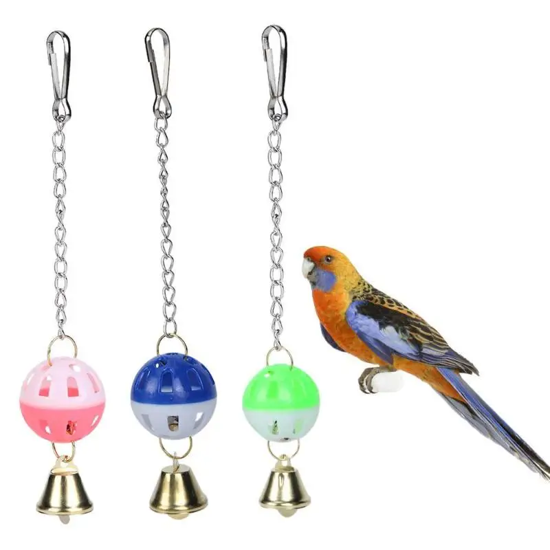 

Parrot Toys Pet Bird Parakeet Climb Bite Chew Hanging Swing Bell Ball Toy
