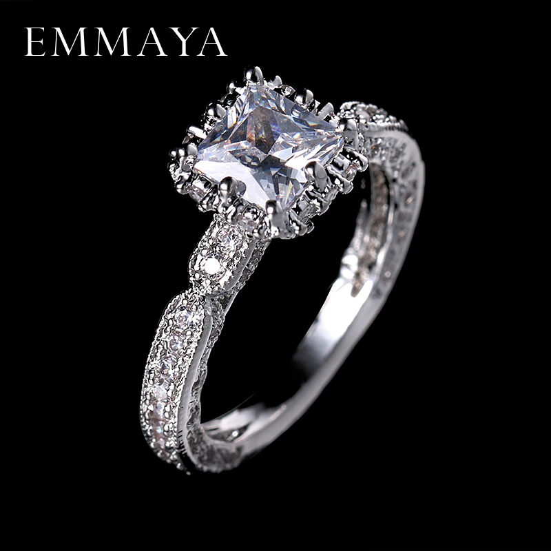 

EMMAYA 2017 New Fashion Square Cz Vantage European Brand Women Wedding Rings Big Discount