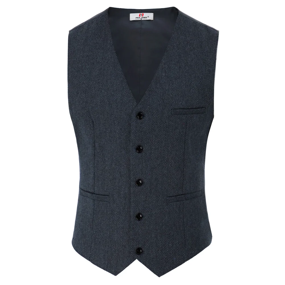  PJ Mens Slim Fit V-Neck Single-Breasted Handkerchief Hem Waistcoat S~2XL
