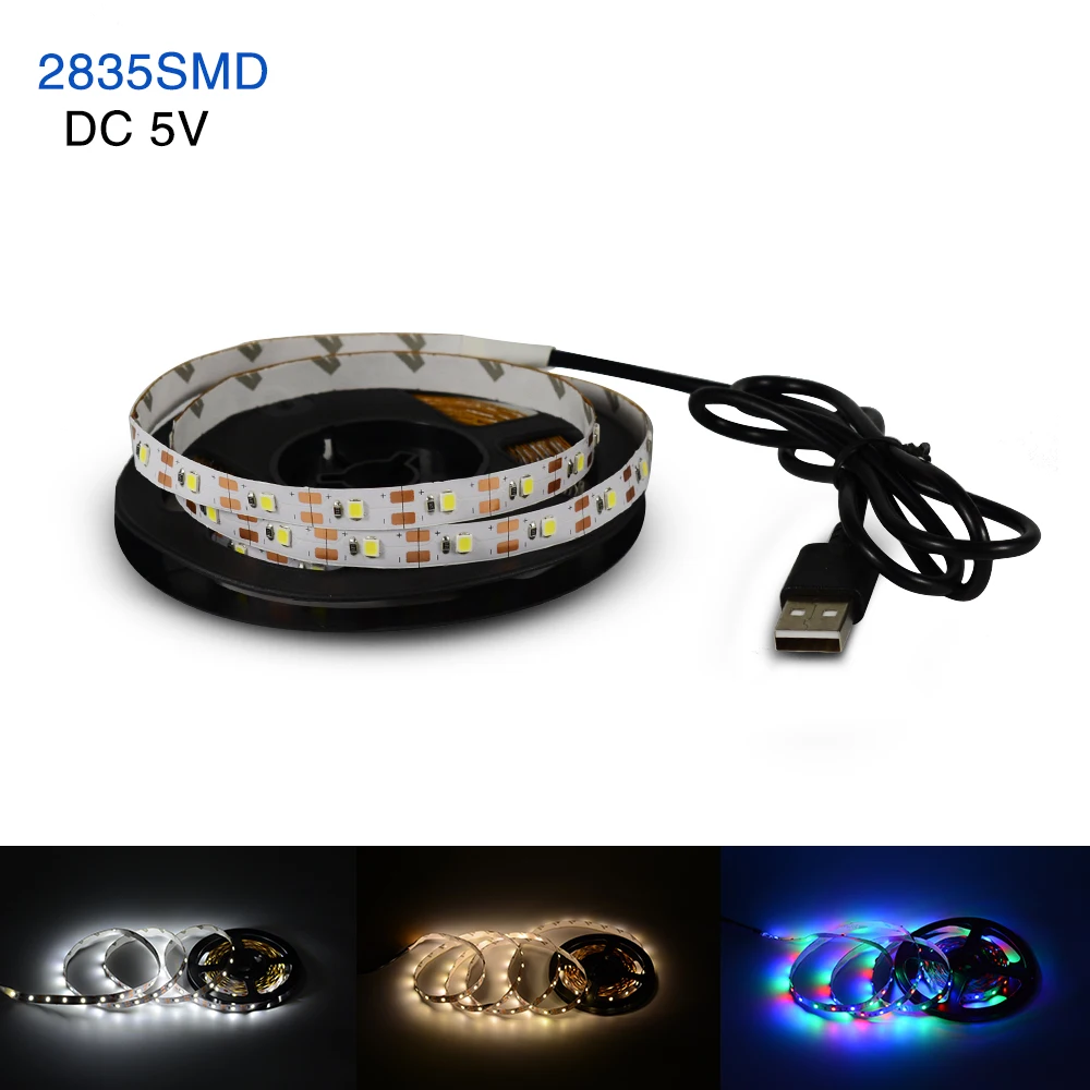 

5V LED strip light USB RGB TV Tape lamp SMD 2835 Christmas desk Decor Bulbing String For TV Background Lighting 0.5/1/2/3/4/5M