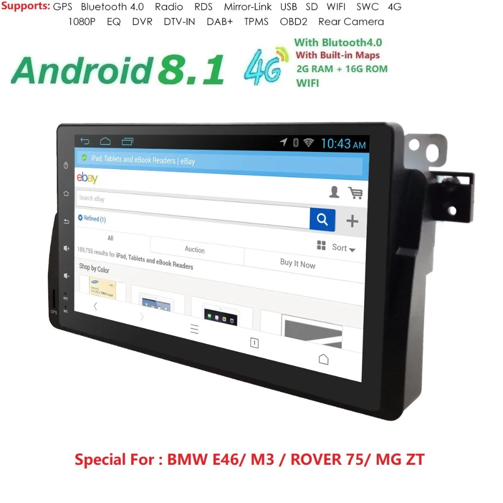 

9''Android 9 Car GPS Navi Autoaudio Radio Player for BMW E46 M3 4G GPS Bluetooth Radio RDS USB SD Steering wheel Control Canbus
