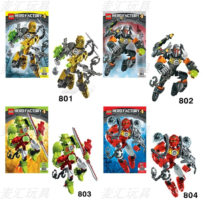 

Bionicle Hero Factory 6.0 Star Rocka Bulk Breez Fourm Robot Model Building Blocks Boys Kids Bricks Compatible with legoings