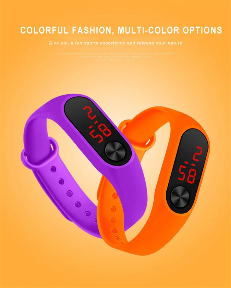 Мужские и женские повседневные спортивные часы-браслет, белый светодиодный электронный цифровой карамельный цвет, силиконовые детские наручные часы, детские часы