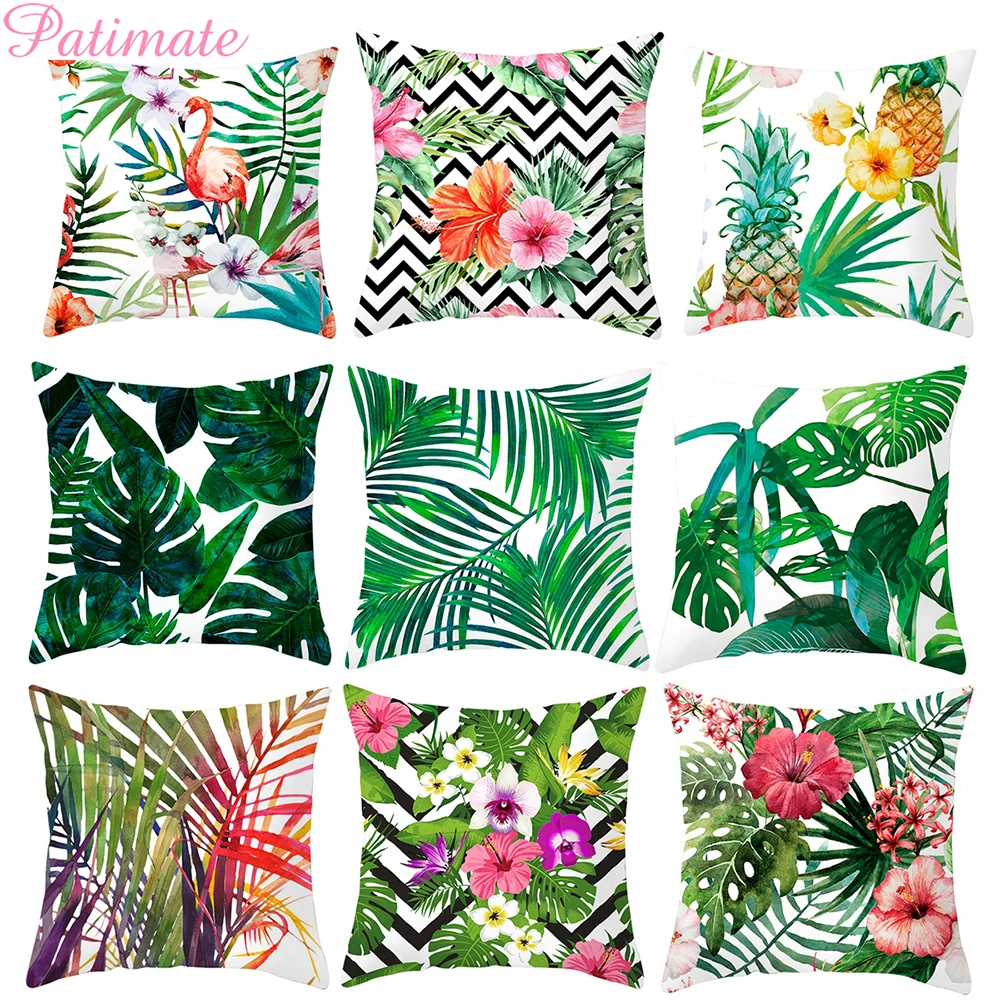 

45*45cm Tropical Plants Pillowcase Jungle Party Decor For Home Summer Hawaii Party Decorations Sofa Printed Cushion Cover