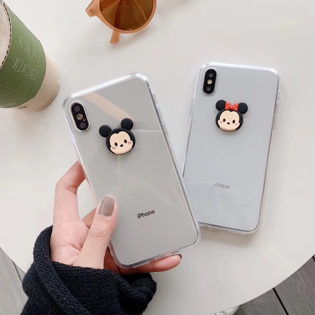

Cute cartoon Disneys phone case For iphone Xs MAX XR X 6 6s 7 8 plus Minnie Mickey couple transparent soft TPU back cover Fundas