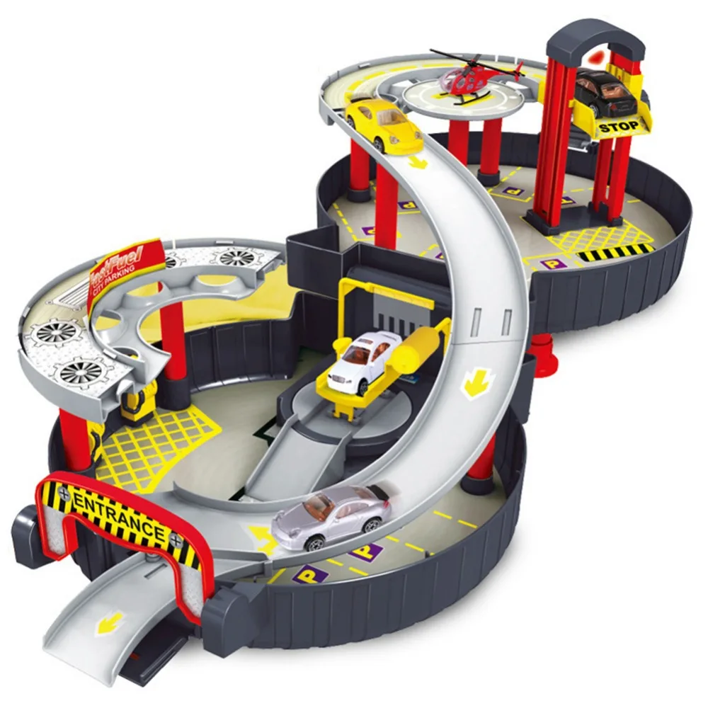 

LeadingStar Spiral Roller Rail Alloy Vehicles Kids City Parking Garage Toy City Car Truck Vehicle Auto 2 Storey Play Set Tire