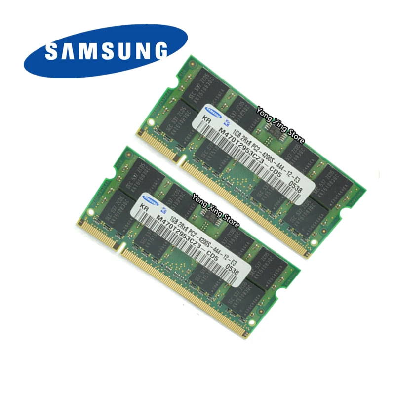 Samsung DDR2 двухканальный 2x1 GB 2GB 533MHz PC2-4200S DDR 2 533 2G ноутбук память ноутбук оперативная память SODIMM