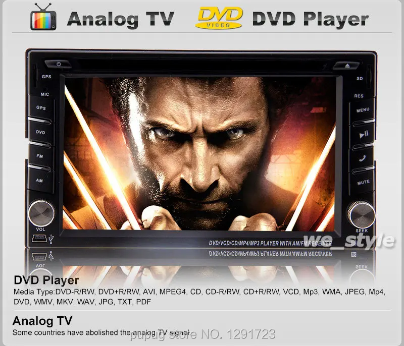 Excellent Double 2 Din 7 inch Head unit In Dash Car Stereo Video Player GPS Navigation with free GPS map+Analog TV+FM/AM Car Autoradio PC 6