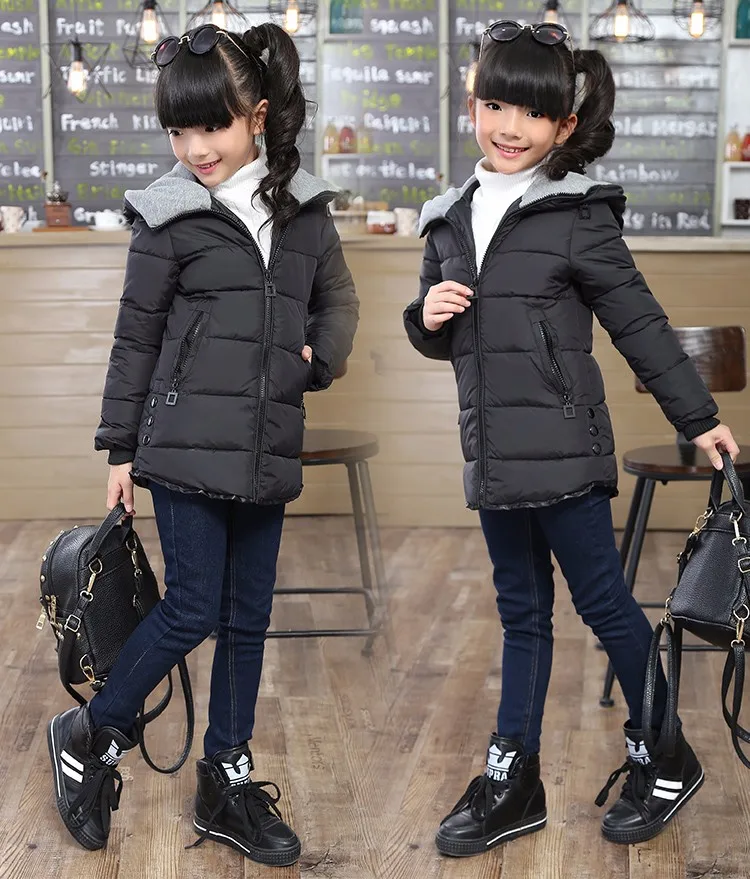 Детские зимние куртки для девочек; модная детская одежда; Детское пальто с капюшоном; утепленные парки; Верхняя одежда с хлопковой подкладкой; куртка