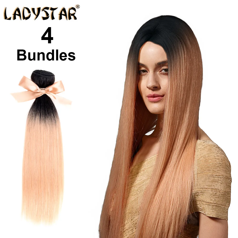 Ladystar 4 Bundles Straight Ombre Weave Peruvian Straight Hair