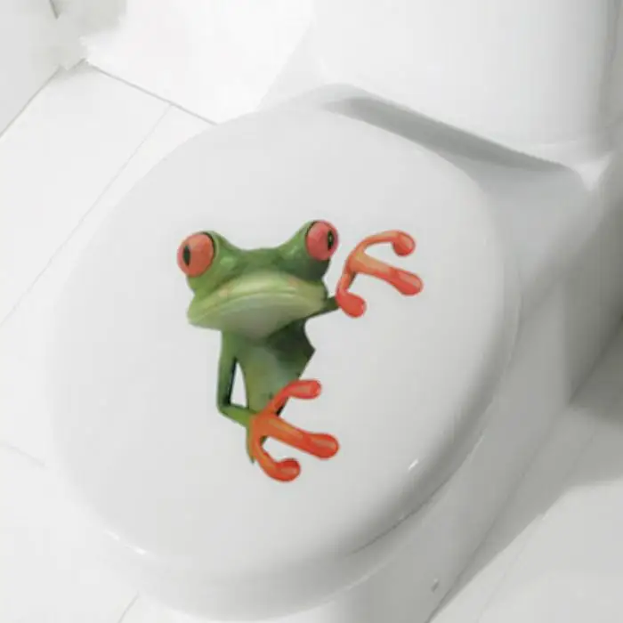 Сумасшедший зеленая лягушка Shore стены автомобиля Ванная комната туалет крышка сиденья Обложка Наклейка Стикеры украшения для дома для Прямая поставка