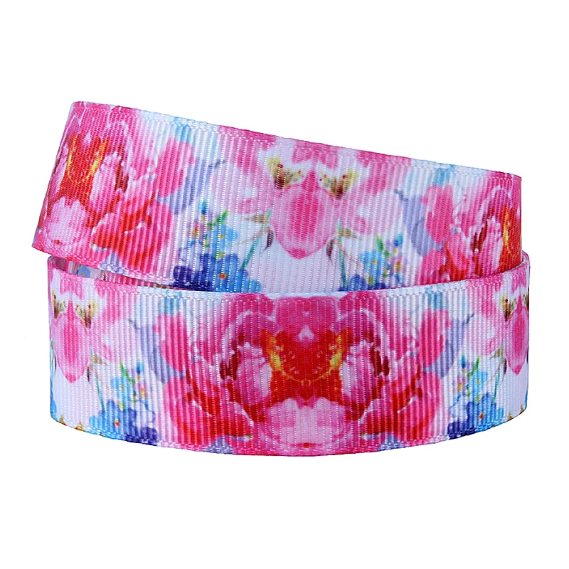 

FLRA Ribbon (50 yards/lot) Free shipping floral patterns ribbon, cheap price spring season flower printed grosgrain ribbons