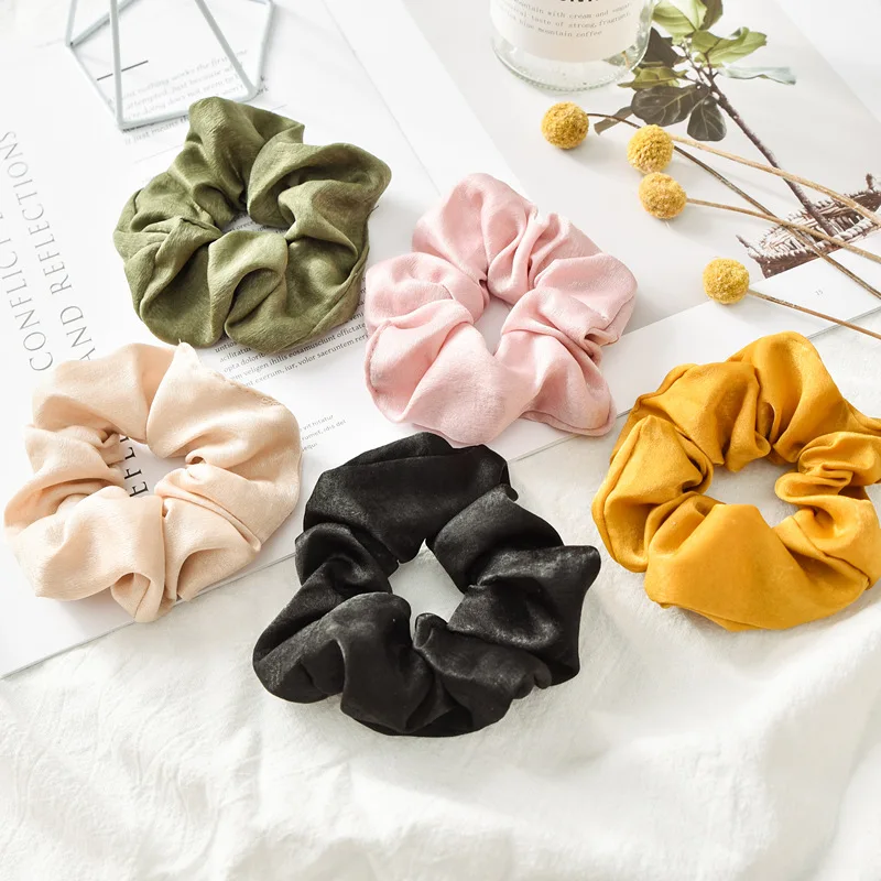 

New Satin large intestine circle hairpin seamless pure color cloth headband Flower Hair Jewelry
