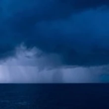 Rain squalls at the sea  Negril  Westmoreland  Jamaica Poster Print (15 x 6)