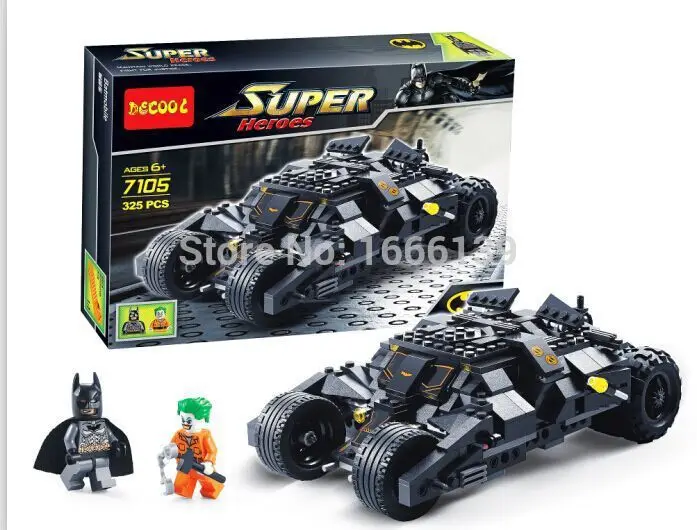 

On Stock Supply Decool bricks 7105 325Pcs superheroes Batman Batmobile The Joker 7888 building blocks bricks toys children gift