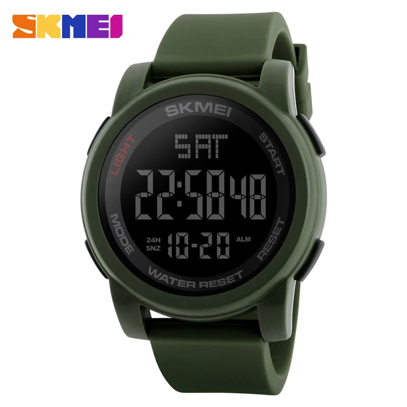 SKMEI Топ люксовый бренд мужские спортивные часы Chrono обратного отсчета мужские светодиодный цифровые часы мужские военные наручные часы Relogio Masculino - Цвет: green