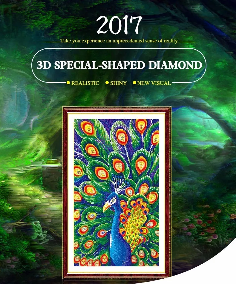 Meian,Special Shaped,Diamond Embroidery,Animal,Peacock,Full,DIY,Diamond Painting,Cross Stitch,Diamond Mosaic,Bead,Picture Decor