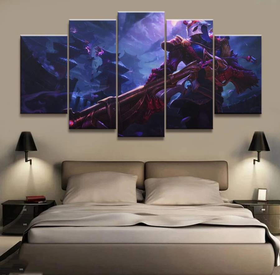 

5 Panel LOL League of Legends Khada Jhin Game Canvas Printed Painting For Living Room Wall Art Decor HD Picture Artworks Poster
