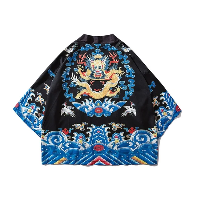 Японские кимоно для мужчин кардиган рубашка блузка юката мужчин haori obi одежда самураев мужской кимоно кардиган - Цвет: style A