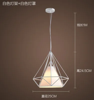 Железная люстра креативная Алмазная обеденная люстра барный стол чайный ресторан ретро промышленный стиль железная люстра в виде ромба - Цвет корпуса: Белый